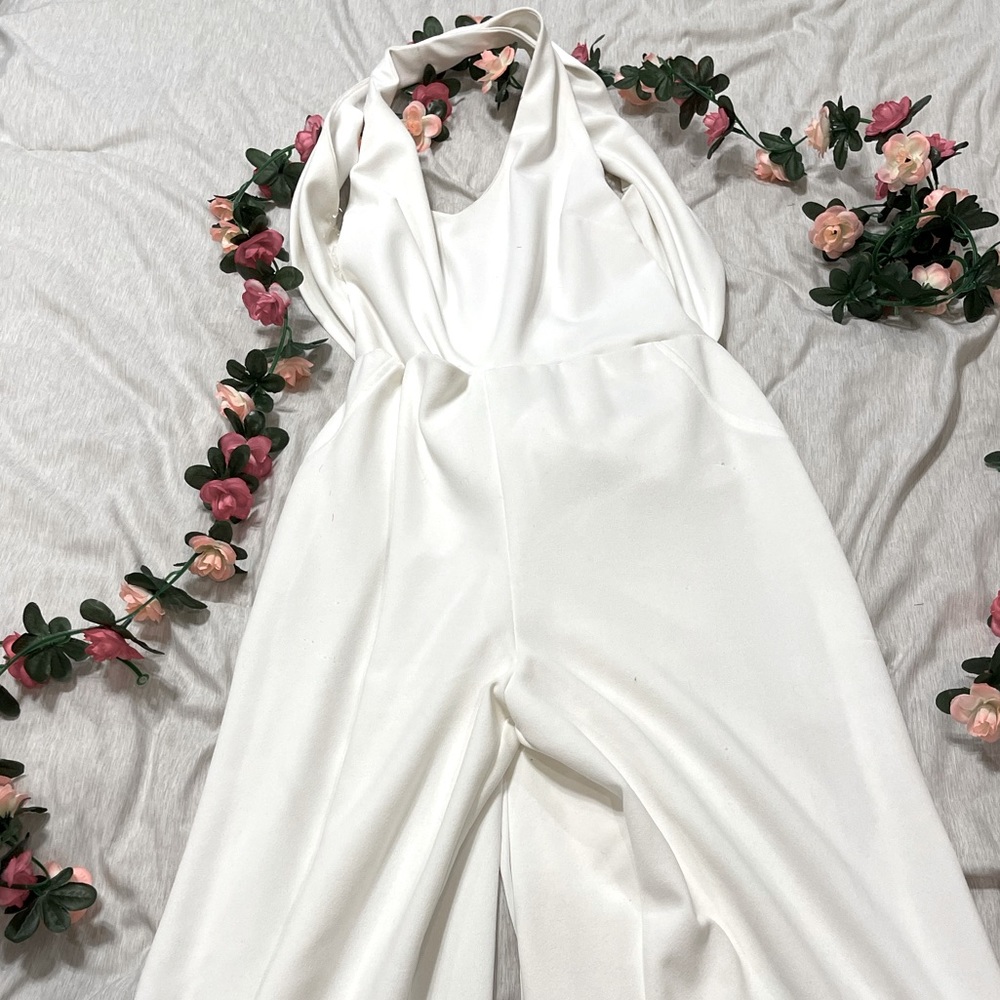 White Backless Romper